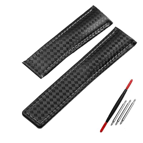 AITEKODVG Carbon Fasermuster echtes Lederband 20mm 22m für Monaco Series Watchband Armband -Brennwatches Band Leder Uhrenarmband (Farbe: 26mm, Größe: 22 mm) von AITEKODVG