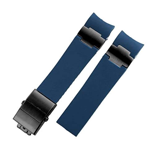 AITEKODVG Für Ulysse Nardin Silicon Gummi -Uhren -Band 263 Diver Burved End Gurt 22 mm wasserdichte Gürtel Uhrenarmbänder (Farbe: ein schwarzes Schwarz, Größe: 22 mm) von AITEKODVG
