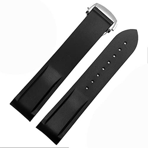 AITEKODVG Gebogenes Ende Gummi-Silikon-Uhrenbänder für Omega Seamaster 300 Speedmaster-Gurt 20mm 22 mm Brand-Uhrband (Farbe: Orange-Silver, Größe: 22 mm) von AITEKODVG