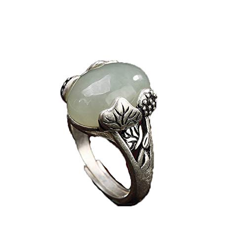 AITEKODVG Retro Natural Hetian Jade White Jade Ladies High-End Open Ring von AITEKODVG