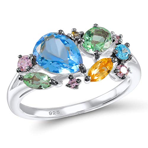 AITEKODVG Ring für Frauen glänzende Multi-Farben-Edelsteine ​​für Frauen elegantes Partyschmuck von AITEKODVG