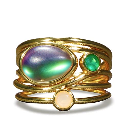 AITEKODVG Ring für Frauen mit ovaler Form Moonstone Edelsteine ​​925 Schmuckparty Ring von AITEKODVG