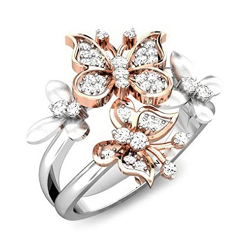AITEKODVG Ringe 925 Schmuck Doppel Schmetterlingsform Zirkon Gemsteine ​​Ring für weibliche Hochzeitsfeiers Ornamente von AITEKODVG