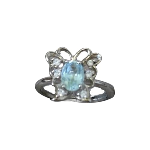 AITEKODVG S925 Silber mit natürlichen Jade -Blue -Schmetterlingsring von AITEKODVG