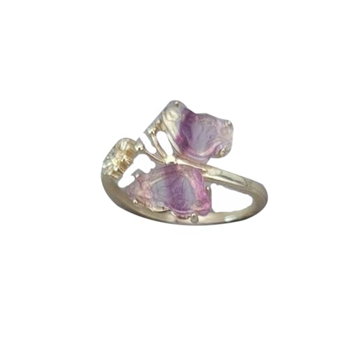 AITEKODVG S925 Silber mit natürlichen Jade lila Schmetterlingsring 1 von AITEKODVG