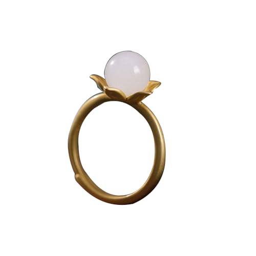 AITEKODVG S925 Silber mit natürlichen weißen Jade -Blütenring 2 von AITEKODVG