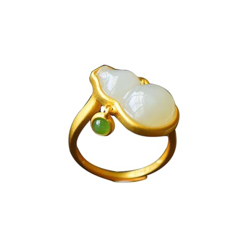 AITEKODVG S925 Silber mit natürlichen weißen Jade -Kürbisring 4 von AITEKODVG