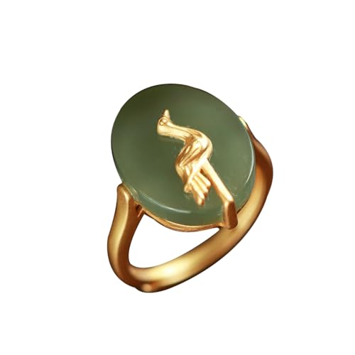 AITEKODVG S925 Silber mit natürlicher grüner Jade -Kranring von AITEKODVG