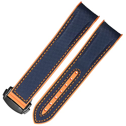 AITEKODVG Silikon Nylon Gummi -Uhrengurt für Omega Seahorse 300 Viertel Orange Ozean Universe 600 Black Grey 20mm 22mm Uhrenband (Farbe: Lila Grün, Größe: 22 mm) von AITEKODVG