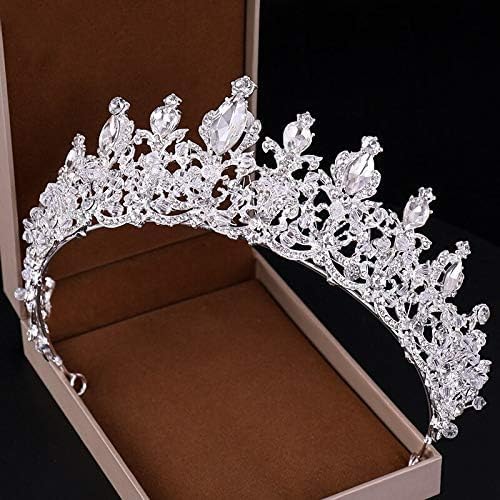 Diamond Tiara Luxuskristall Braut Tiara Kronen Silber Farbe Kristall Diadem Diadem Hochzeitshaarzubehör Kopfbedeckungen von AITEKODVG