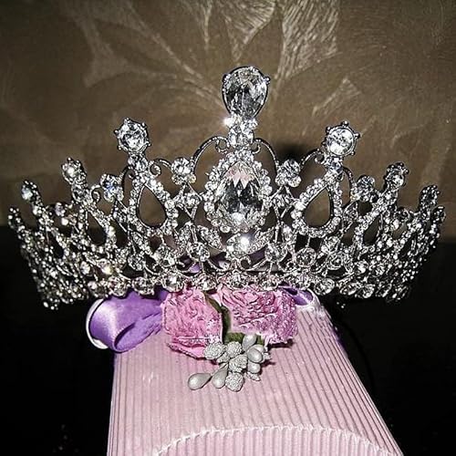 Diamond Tiara Wunderschöne funkelnde silberne kristall große Strasshochzeit Kronstopf Stirnband Braut Tiara Party Show Festzug Haarzubehör Accessoires von AITEKODVG