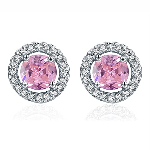 Gestüt Ohrringe für Frauen 925 Schmuck Runde Ohrstift Edelsteine ​​gelbe rosa weiße Zirkon Frau Dating von AITEKODVG