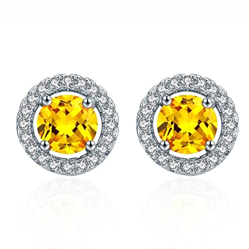 Gestüt Ohrringe für Frauen 925 Schmuck Runde Ohrstift Edelsteine ​​gelbe rosa weiße Zirkon Frau Dating von AITEKODVG