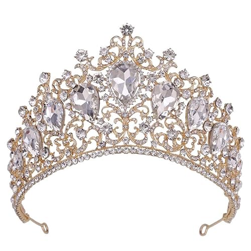 Haarschmuck Krone Tiaras für Frauen Königin Wunderschöne Kristalltreifen und Kronen Braut Braut Kopfschmuck Braut Diadem Prinzessin Hochzeitskronschmuck Schmuck Ornamente, Gold von AITEKODVG