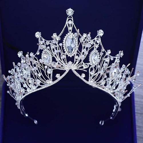 Haarschmuck Krone Tiaras für Frauen Luxus blaues Licht Österreich Kristallkronen -Strass -Perle Hochzeit Tiaras Kopfschmuck Vintage Luminous Prom Party Queen Crowns, kein Licht von AITEKODVG