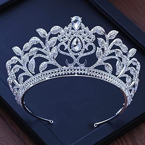 Haarschmuck Krone Tiaras für Frauen Silber Farbe Goldkristallkronen Braut Tiara Mode für Hochzeitskronen Kopfstück Hochzeit Haarschmuck Accessoires (Farbe: Stil W) von AITEKODVG