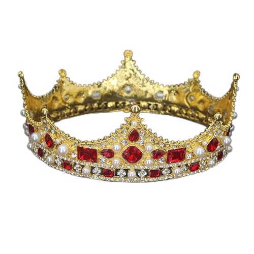 Haarschmuck Krone Tiaras für Frauen Vintage Tiara Crown Braut Kristall Königin König Kronen Hochzeit Haarschmuck Accessoires Frauen Männer Festzug Abschlussball Kopfstück, 08-20 * 36 * 55 von AITEKODVG