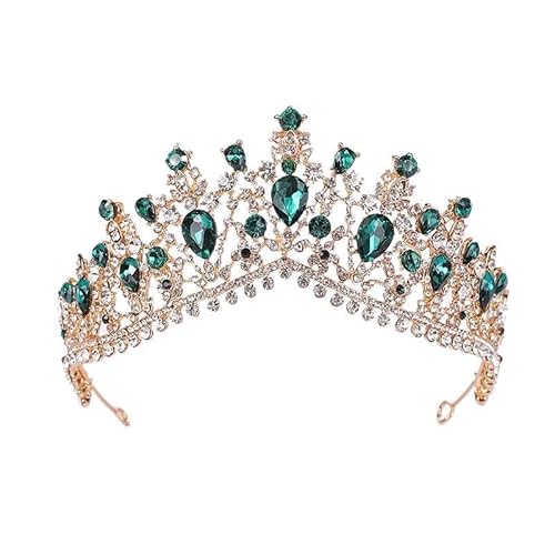 Haarschmuck Krone Tiaras für Frauen Vintage gelbe Kristall Tiaras Hochzeitskleid Haarschmuck Brautkronhitzbänder Kopf Ornamente, grün ， Gelb von AITEKODVG