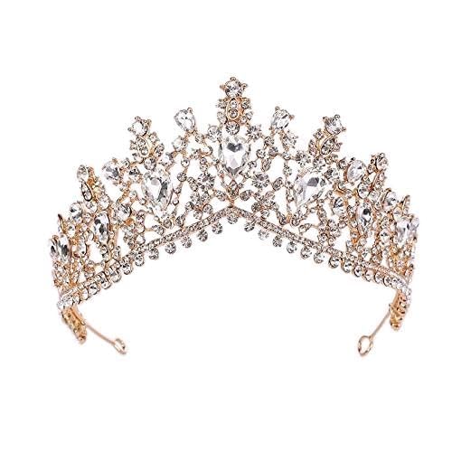 Haarschmuck Krone Tiaras für Frauen Vintage gelbe Kristall Tiaras Hochzeitskleid Haarschmuck Brautkronhitzbänder Kopf Ornamente, grün ， Gelb von AITEKODVG