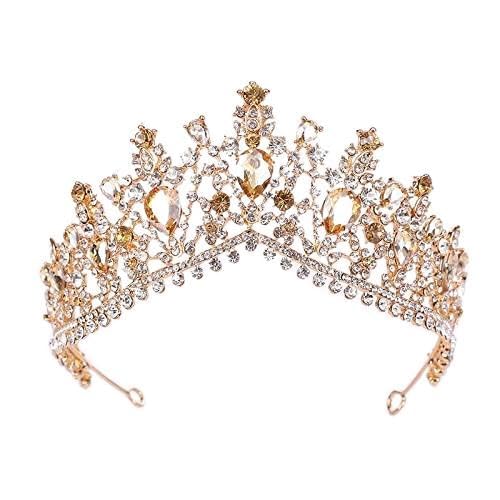 Haarschmuck Krone Tiaras für Frauen Vintage gelbe Kristall Tiaras Hochzeitskleid Haarschmuck Brautkronhitzbänder Kopf Ornamente, grün ， Gelb von AITEKODVG