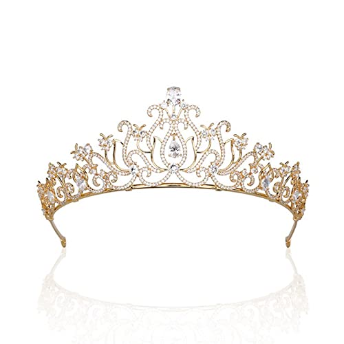 Haarschmuck Krone Tiaras für Frauen goldene Tiara Hochzeit Kronkronkronstopfband für Frauen Haarschmuck Accessoires, Golden Haarschmuck Krone Tiaras für Frauen goldene Tiara Hochzeit Kronkronkronstopfband für Frauen Haarschmuck Accessoires, Golden von AITEKODVG