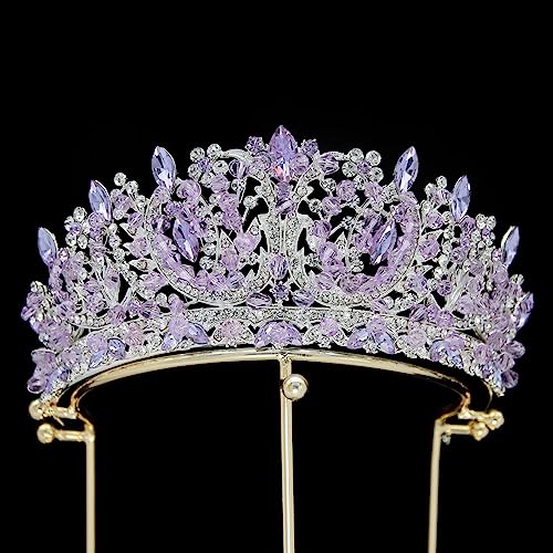 Haarschmuck Krone Tiaras für Frauen lila Kristallkronen und Tiaras Vintage Crown Tiara für Frauen Braut Festzug Prom Diadem Hochzeit Haarzubehör, lila , Silber Haarschmuck Krone Tiaras für Frauen lila Kristallkronen und Tiaras Vintage Crown Tiara für Frauen Braut Festzug Prom Diadem Hochzeit Haarzubehör, lila , Silber von AITEKODVG