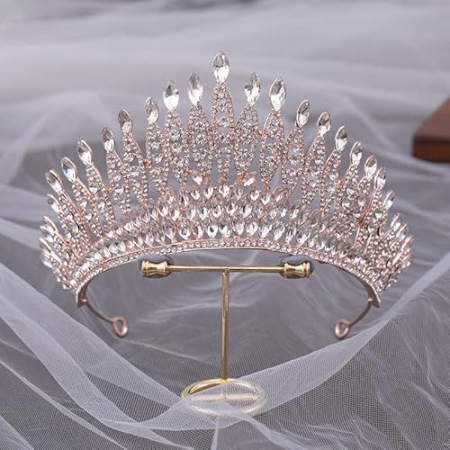 Haarschmuck Krone Tiaras für Frauen trendige silberne Farbe Tiaras Strasskristall Königin Big Crown Brauthochzeitskrone Tiara Frauen Festzug Braut Haarschmuck, Gold ， Silber von AITEKODVG