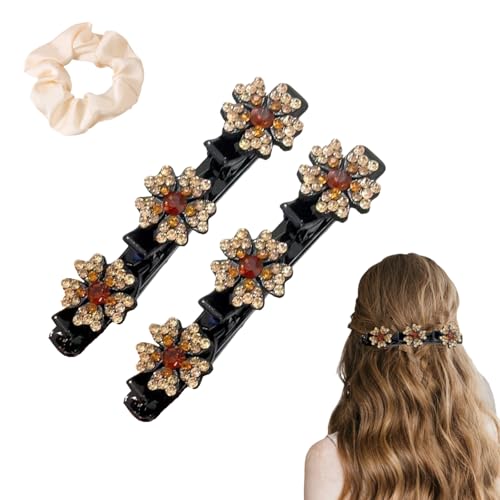2pcs Sparkling Crystal Stone geflochtene Haarspangen, Blume Strass Haarspangen Zopf Haar Ente Bill Clips Haarschmuck geflochtene Haarspangen für Damen und Mädchen 2pcs Sparkling Crystal Stone geflochtene Haarspangen, Blume Strass Haarspangen Zopf Haar Ente Bill Clips Haarschmuck geflochtene Haarspangen für Damen und Mädchen von AITELEI