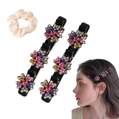 2pcs Sparkling Crystal Stone geflochtene Haarspangen, Blume Strass Haarspangen Zopf Haar Ente Bill Clips Haarschmuck geflochtene Haarspangen für Damen und Mädchen 2pcs Sparkling Crystal Stone geflochtene Haarspangen, Blume Strass Haarspangen Zopf Haar Ente Bill Clips Haarschmuck geflochtene Haarspangen für Damen und Mädchen von AITELEI