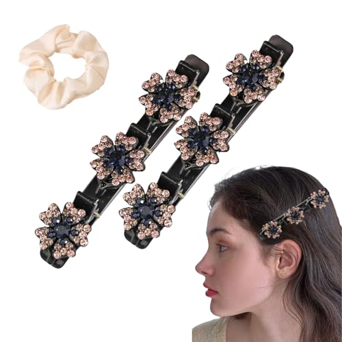 2pcs Sparkling Crystal Stone geflochtene Haarspangen, Blume Strass Haarspangen Zopf Haar Ente Bill Clips Haarschmuck geflochtene Haarspangen für Damen und Mädchen 2pcs Sparkling Crystal Stone geflochtene Haarspangen, Blume Strass Haarspangen Zopf Haar Ente Bill Clips Haarschmuck geflochtene Haarspangen für Damen und Mädchen von AITELEI
