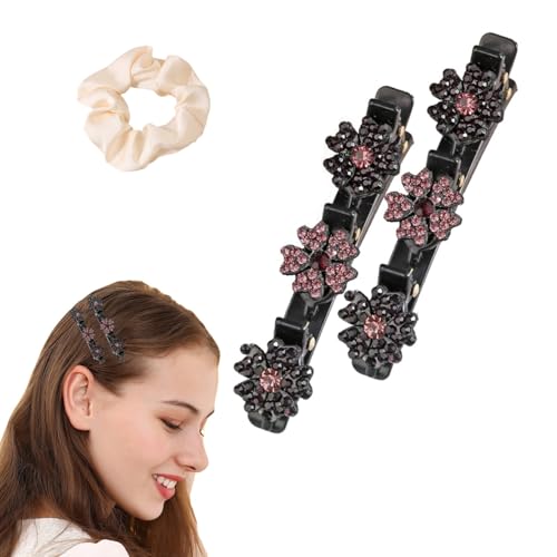 2pcs Sparkling Crystal Stone geflochtene Haarspangen, Blume Strass Haarspangen Zopf Haar Ente Bill Clips Haarschmuck geflochtene Haarspangen für Damen und Mädchen 2pcs Sparkling Crystal Stone geflochtene Haarspangen, Blume Strass Haarspangen Zopf Haar Ente Bill Clips Haarschmuck geflochtene Haarspangen für Damen und Mädchen von AITELEI