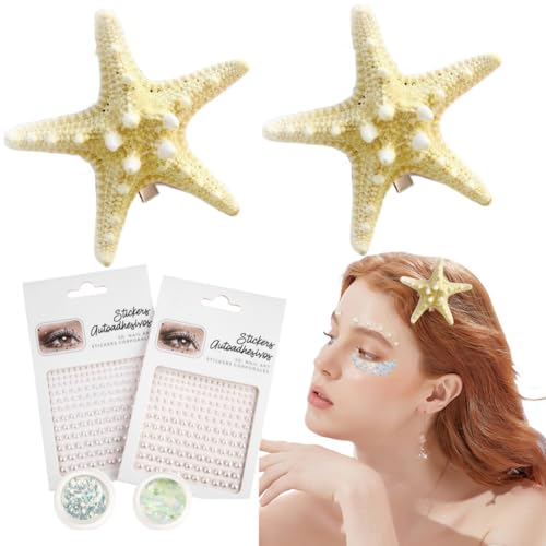 Seestern Haarspangen Meerjungfrau Haarschmuck und Make-up Glitter Pailletten mit Perlen Aufkleber für Frauen Mädchen Cosplay, Meerjungfrau Outfit für Urlaub verkleiden Seestern Haarspangen Meerjungfrau Haarschmuck und Make-up Glitter Pailletten mit Perlen Aufkleber für Frauen Mädchen Cosplay, Meerjungfrau Outfit für Urlaub verkleiden von AITELEI