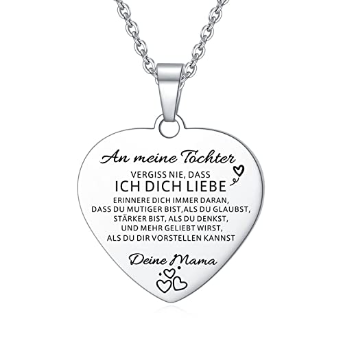 An Meine Tochter Kette Herz Halskette Silber Farbe von Mama von AITENME