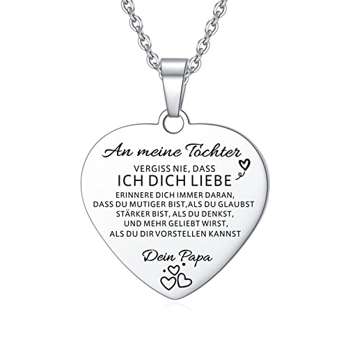 An Meine Tochter Kette Herz Halskette Silber Farbe von Papa von AITENME