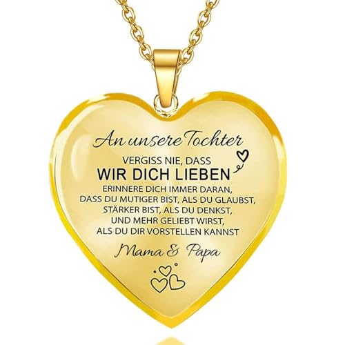 AITENME An Unsere Tochter Kette Herz Halskette Gold von Mama & Papa von AITENME