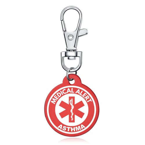 AITENME Medical Alert Kreis ID Tag Schlüsselbund Emergency SchlüSselring Medizinische Schlüsselanhänger mit Gravur Text Personalisierter Notfall Medizinischer Freundschaft Schutz Anhänger von AITENME