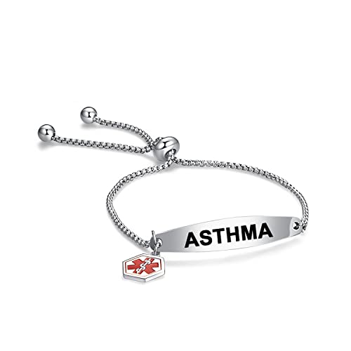 AITENME Medizinische Armband für Damen SOS Notfall Armbandrmbänder aus Edelstahl Alarm ID Verstellbare Slider Armbänder für Frauen Mädchen Mama Freundin Silber AITENME Medizinische Armband für Damen SOS Notfall Armbandrmbänder aus Edelstahl Alarm ID Verstellbare Slider Armbänder für Frauen Mädchen Mama Freundin Silber von AITENME