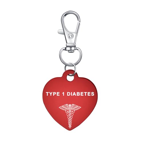 AITENME Medizinischer Schlüsselbund Edelstahl ID Sirene für Erwachsene Rote Siren Notfall Keychain Mode Custom Schlüsselanhänger Anhänger Charme Type 1 Diabetes von AITENME