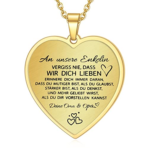 AITENME An Unsere Enkelin Kette Herz Halskette Gold von Oma & Opa von AITENME