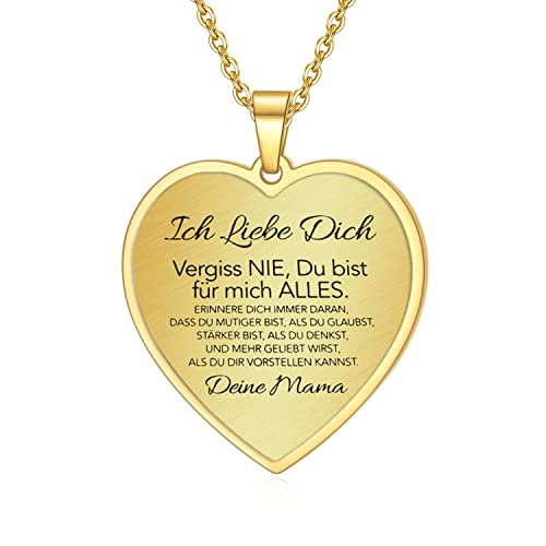 AITENME Kette Herz Halskette an Meine Tochter von Mama-Ich liebe Dich,Damen Mädchen Mutter Tochter Kette Herz Anhänger Geschenke für Meine Tochter Golden von AITENME