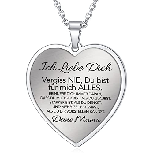 AITENME Kette Herz Halskette an Meine Tochter von Mama-Ich liebe Dich,Damen Mädchen Mutter Tochter Kette Herz Anhänger Geschenke für Meine Tochter Silber von AITENME