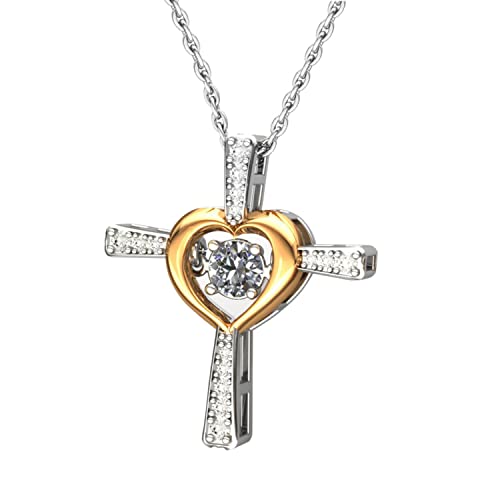 Kette mit Anhänger Kreuz Herz Damen Halskette,Cross Dancing Halskette Geschenk für Tochter Mutter und Ehefrau- Verstellbar Kettenlänge: 45 + 5 cm von AITENME