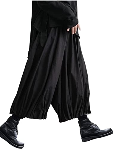 AITFINEISM Herren Casual Rock Hosen Loose Wide Leg Haremshose Japanische Harajuku Kimono Hose, Schwarz 1, X-Groß AITFINEISM Herren Casual Rock Hosen Loose Wide Leg Haremshose Japanische Harajuku Kimono Hose, Schwarz 1, X-Groß von AITFINEISM
