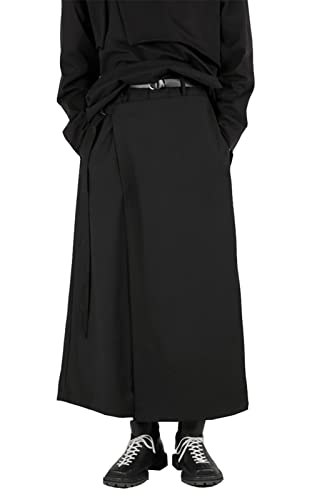 AITFINEISM Herren Casual Rock Hosen Loose Wide Leg Haremshose Japanische Harajuku Kimono Hose, Schwarz 3, Klein von AITFINEISM