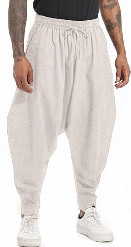 AITFINEISM Männer Haremshose Bequeme Elastische Taille Hosen Mode Einfarbig Casual Yoga Hippies Hosen (Beige 2,L) AITFINEISM Männer Haremshose Bequeme Elastische Taille Hosen Mode Einfarbig Casual Yoga Hippies Hosen (Beige 2,L) von AITFINEISM
