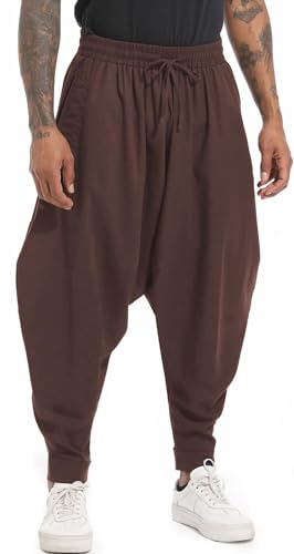 AITFINEISM Männer Haremshose Bequeme Elastische Taille Hosen Mode Einfarbig Casual Yoga Hippies Hosen (Braun 2,L) AITFINEISM Männer Haremshose Bequeme Elastische Taille Hosen Mode Einfarbig Casual Yoga Hippies Hosen (Braun 2,L) von AITFINEISM