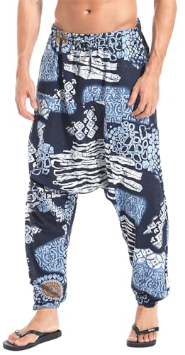 AITFINEISM Lässige Hippie-Haremshose für Herren, mit Kordelzug, lockerer Schritt, Stil: Marineblau, M AITFINEISM Lässige Hippie-Haremshose für Herren, mit Kordelzug, lockerer Schritt, Stil: Marineblau, M von AITFINEISM