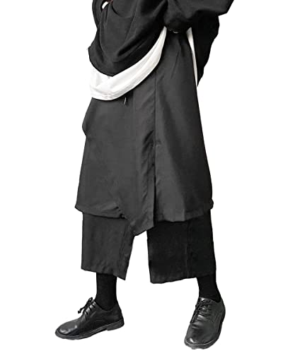 AITFINEISM Männer Haremshose Bequeme Elastische Taille Hosen Mode Einfarbig Casual Yoga Hippies Hosen (Schwarze-Röcke,4XL) von AITFINEISM