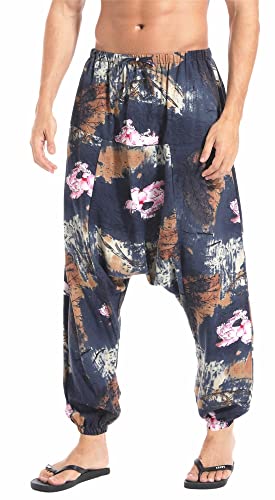 AITFINEISM Männer Haremshose Bequeme Elastische Taille Hosen Mode Einfarbig Casual Yoga Hippies Hosen (Stil 3,3XL) von AITFINEISM