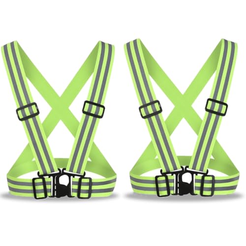 2*Laufweste für Joggen, Fahrrad - Reflektierende Warnweste - Für Damen & Herren - Atmungsaktiv - Leicht von AIUOVEW